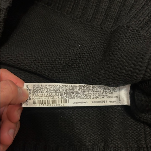 ZARA Black Cropped Knit Sweater Mock Neck Ribbed Hem Size Small Minimalist Trend - Picture 5 of 7